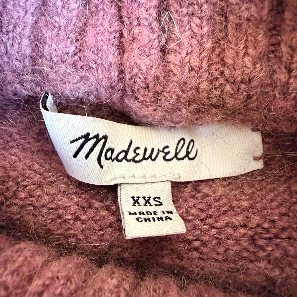 Madewell Dillon Pullover Sweater‎ Womens 2XS Heather Loganberry Ribbed Mock Neck - Picture 6 of 9